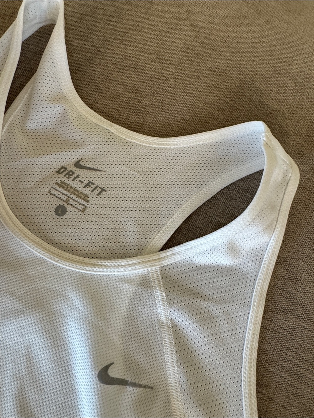 Nike White Dri-FIT Racerback Training Tank - Picture 3 of 3